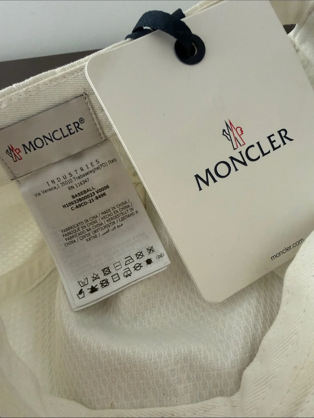 Moncler White Logo Baseball Cap with Patch